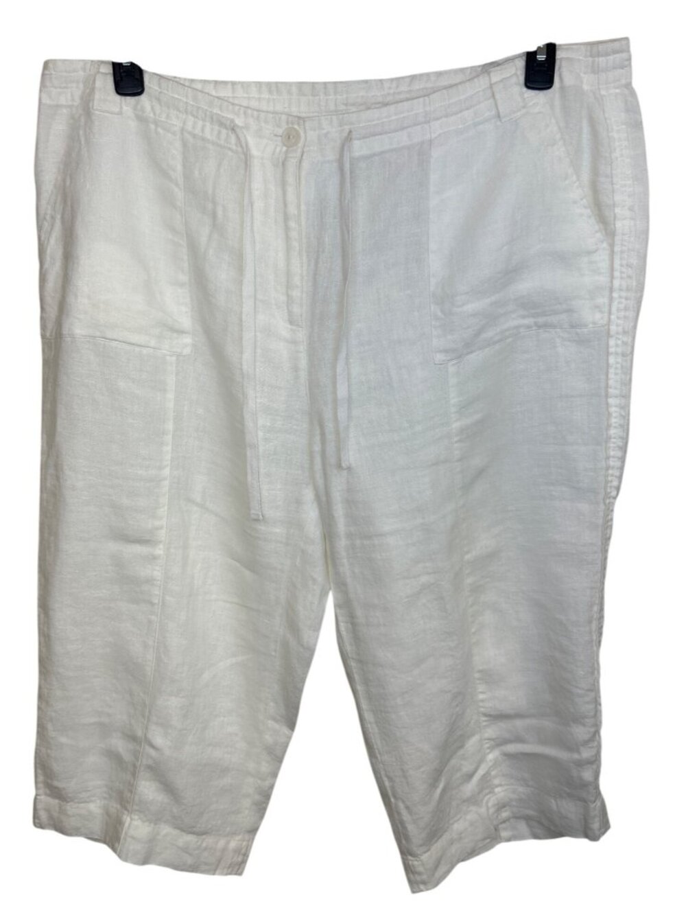 Talbots Irish Linen Cropped Pants Women's 18W White Drawstring Waist Resortwear - Picture 3 of 16